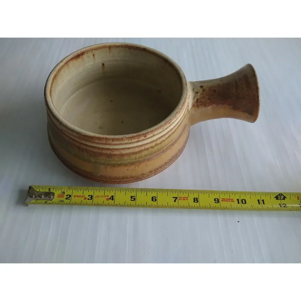 Studio Pottery Stoneware Bowl With Single Handle - Signed Denny '61